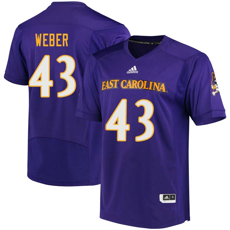 Men #43 Eric Weber East Carolina Pirates College Football Jerseys Sale-Purple